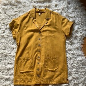 Pilcro Medium Yellow/Mustard Linen Shirtdress